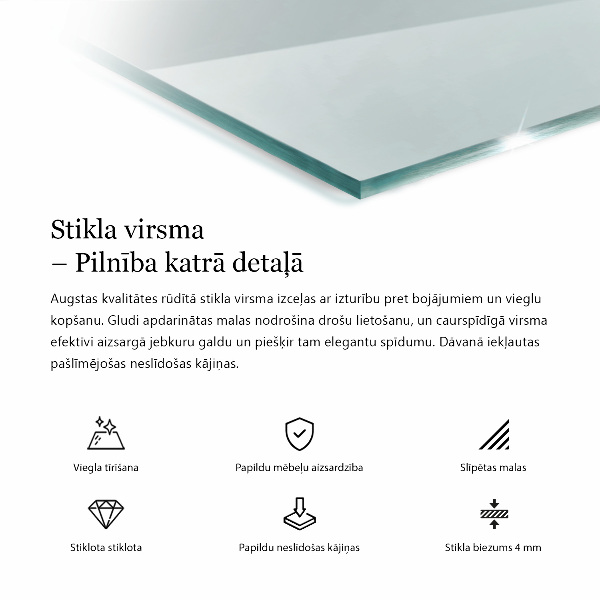 Blat de masă dreptunghiular transparent