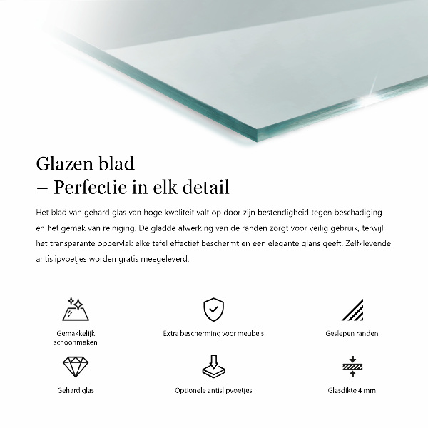 Blat de masă dreptunghiular transparent