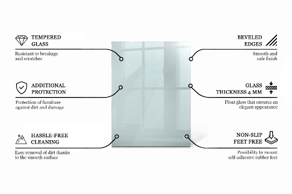 Blat de masă dreptunghiular transparent