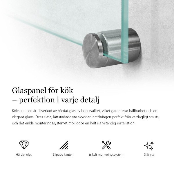 Transparent sticlă pentru bucătărie 100x30 cm
