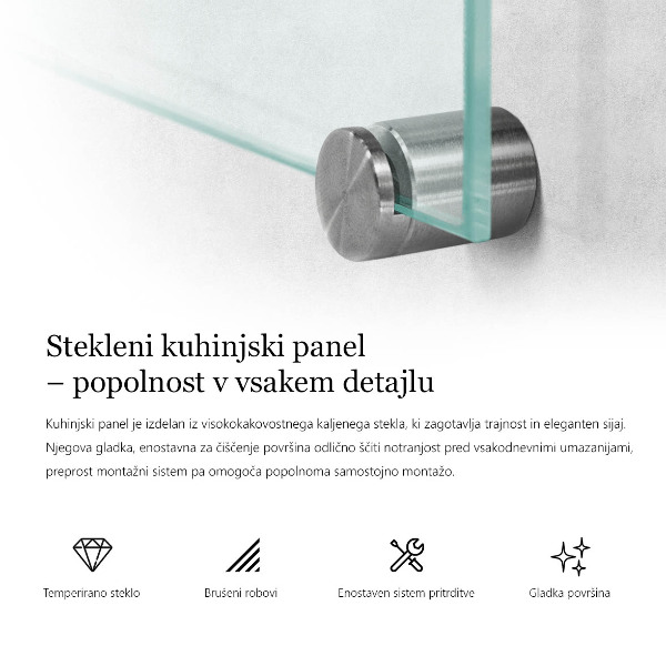 Transparent sticlă bucătărie 60x60 cm