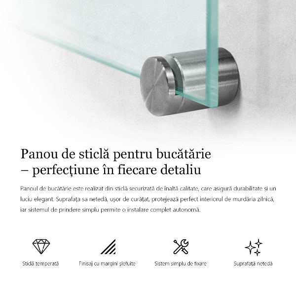 Sticlă pentru bucătărie transparent 80x60 cm