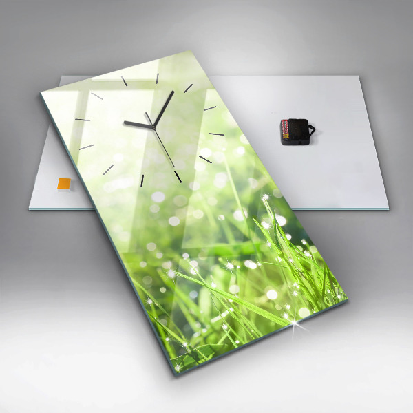 Ceas vertical de perete din sticlă iarbă verde