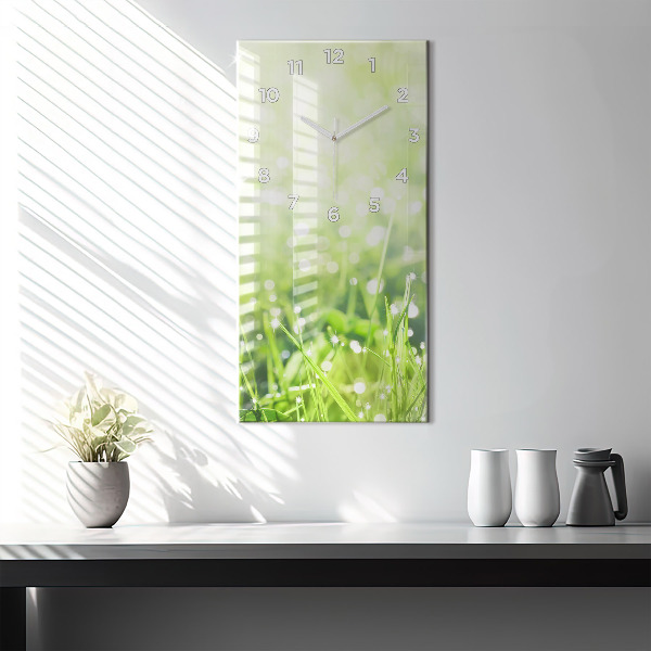 Ceas vertical de perete din sticlă iarbă verde