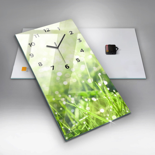 Ceas vertical de perete din sticlă iarbă verde