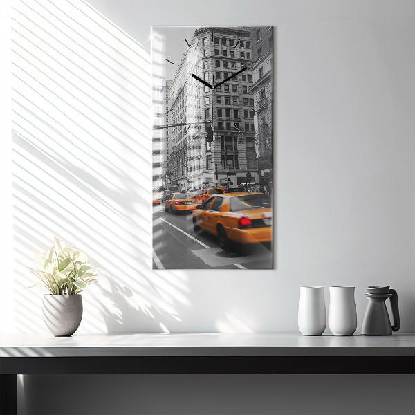 Ceas vertical de perete din sticlă Manhattan și taxiuri