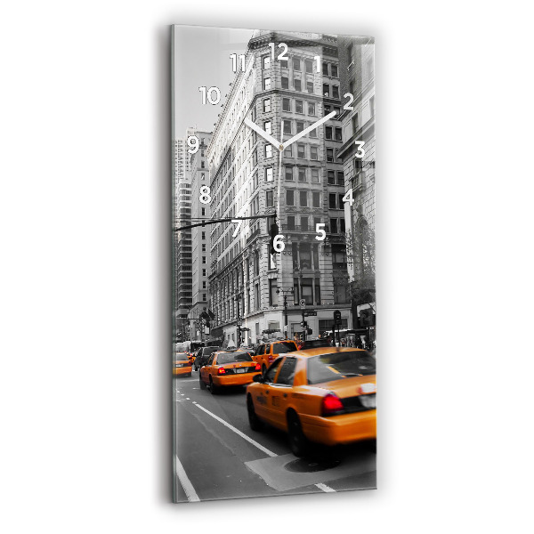 Ceas vertical de perete din sticlă Manhattan și taxiuri