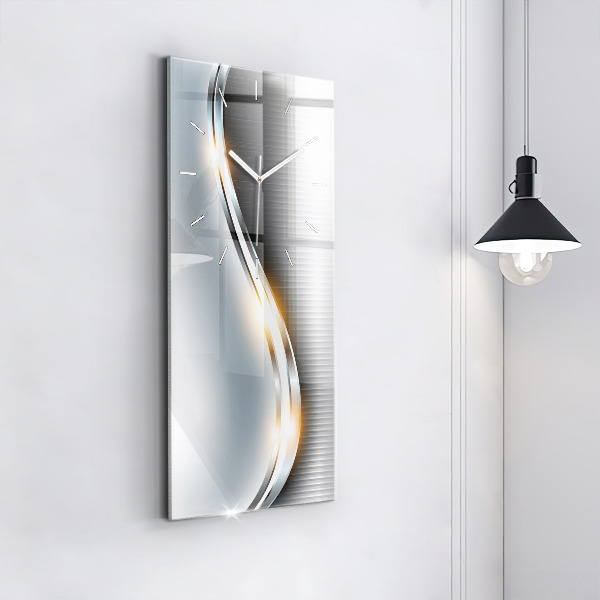 Ceas vertical de perete din sticlă Abstracția metalului