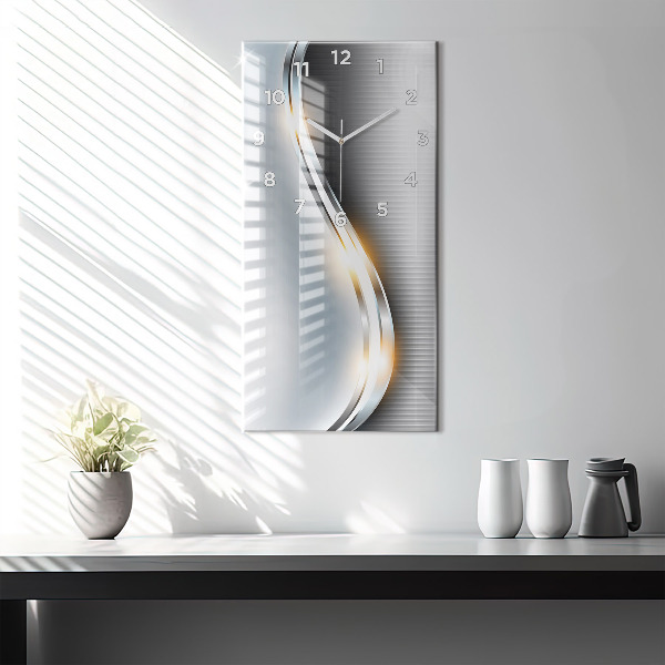 Ceas vertical de perete din sticlă Abstracția metalului