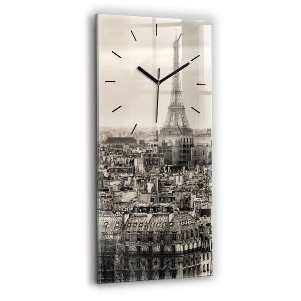 Ceas vertical de perete din sticlă Peisaj panoramic din Paris