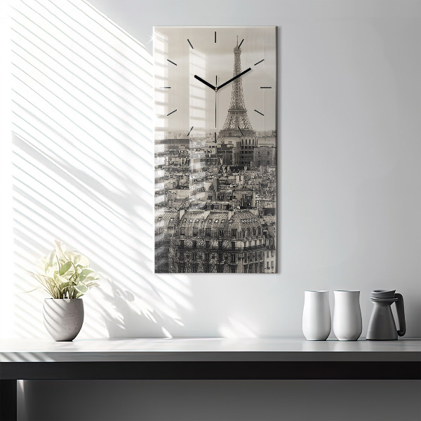 Ceas vertical de perete din sticlă Peisaj panoramic din Paris