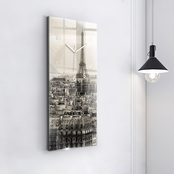 Ceas vertical de perete din sticlă Peisaj panoramic din Paris