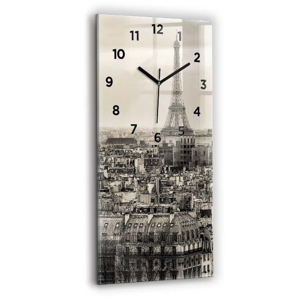 Ceas vertical de perete din sticlă Peisaj panoramic din Paris