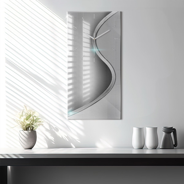 Ceas vertical de perete din sticlă Abstracția metalului gri