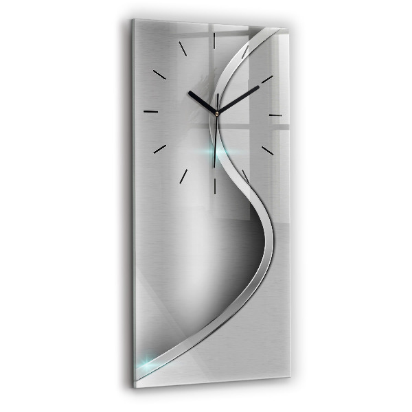 Ceas vertical de perete din sticlă Abstracția metalului gri
