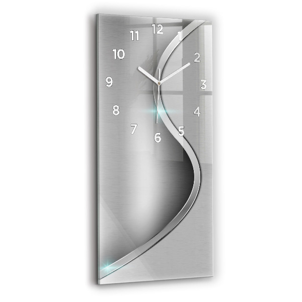 Ceas vertical de perete din sticlă Abstracția metalului gri