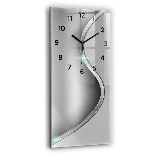 Ceas vertical de perete din sticlă Abstracția metalului gri
