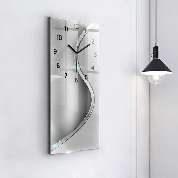 Ceas vertical de perete din sticlă Abstracția metalului gri