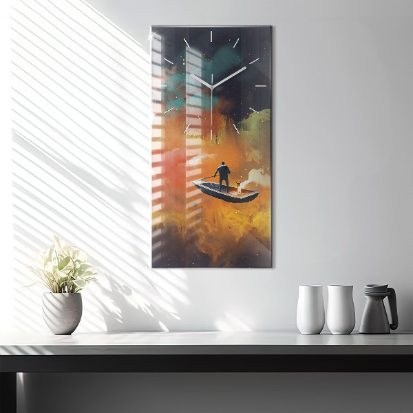 Ceas vertical de perete din sticlă Imagine abstractă