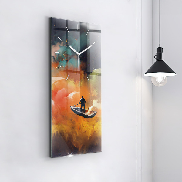 Ceas vertical de perete din sticlă Imagine abstractă