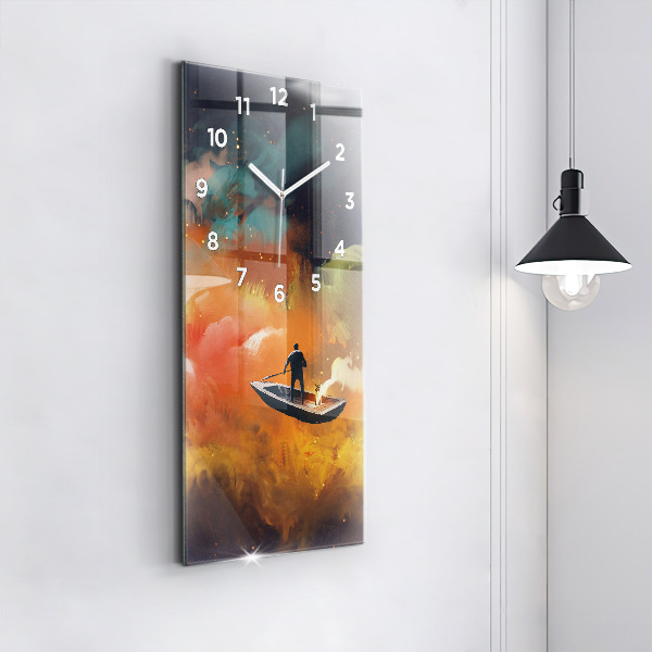 Ceas vertical de perete din sticlă Imagine abstractă