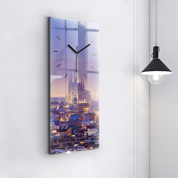 Ceas vertical de perete din sticlă Vedere spre Barcelona