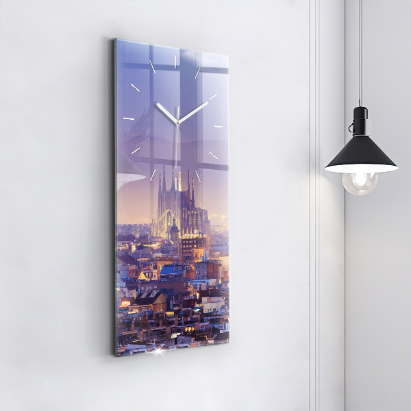 Ceas vertical de perete din sticlă Vedere spre Barcelona