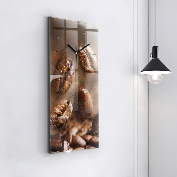 Ceas vertical de perete din sticlă Boabe de cafea