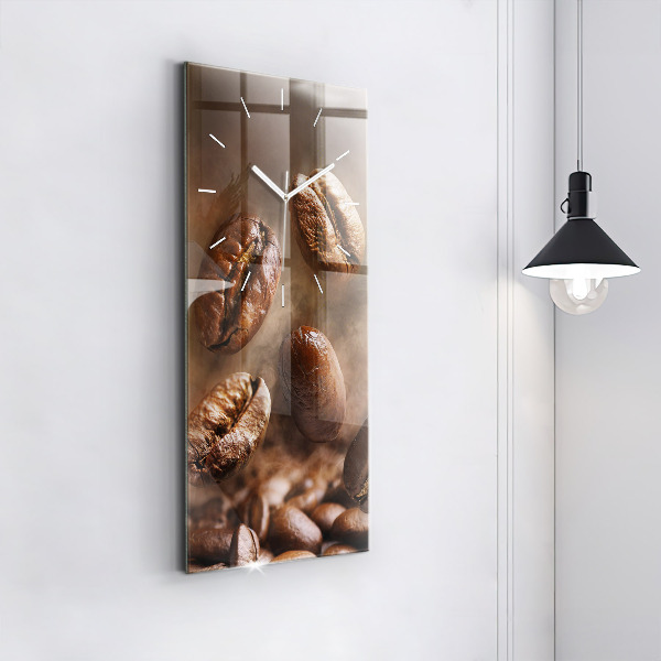 Ceas vertical de perete din sticlă Boabe de cafea