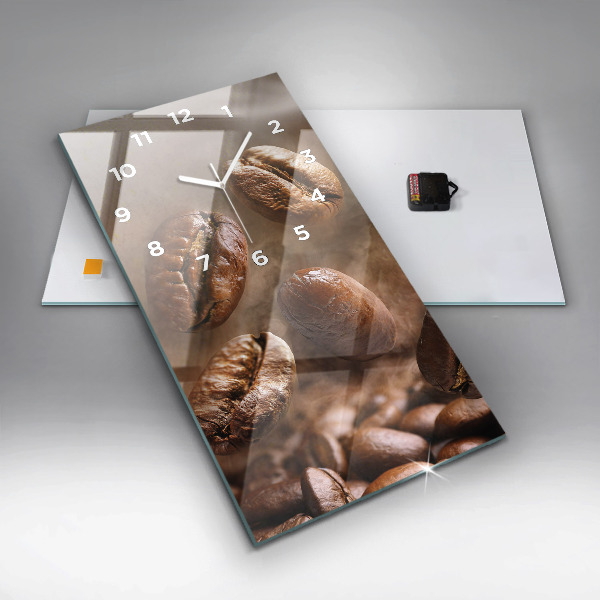 Ceas vertical de perete din sticlă Boabe de cafea