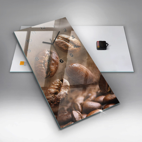 Ceas vertical de perete din sticlă Boabe de cafea