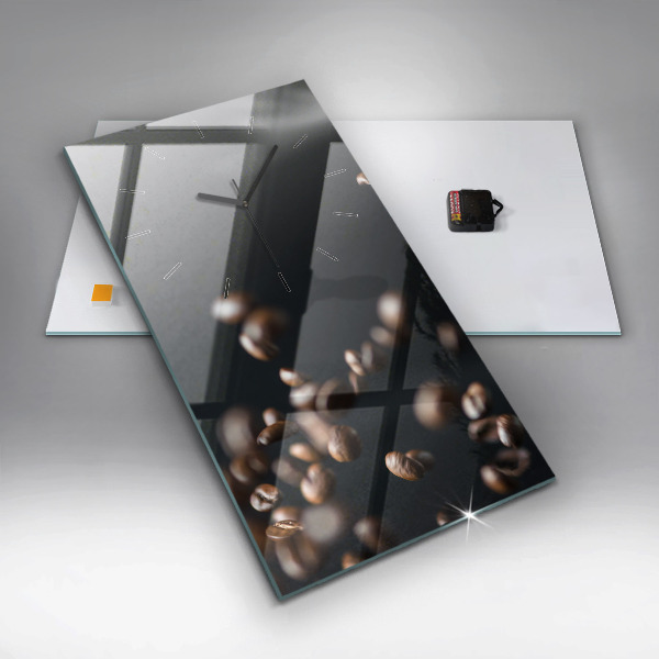 Ceas vertical de perete din sticlă Boabe de cafea