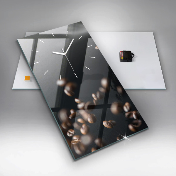 Ceas vertical de perete din sticlă Boabe de cafea