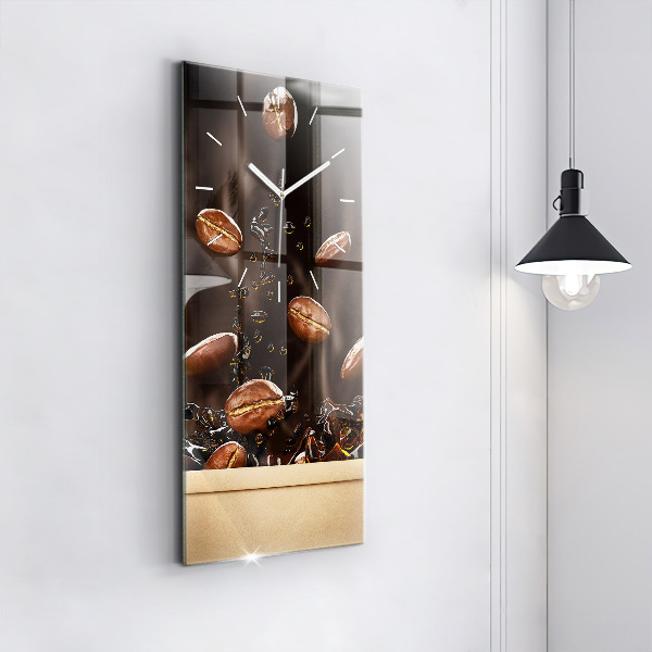 Ceas vertical de perete din sticlă Cafea fierbinte