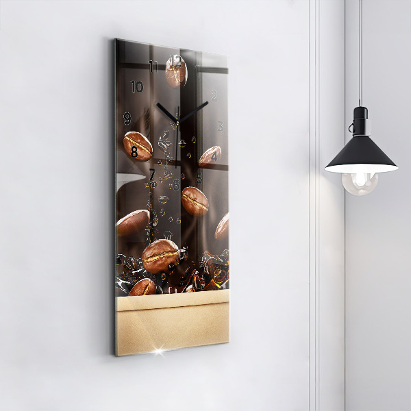 Ceas vertical de perete din sticlă Cafea fierbinte