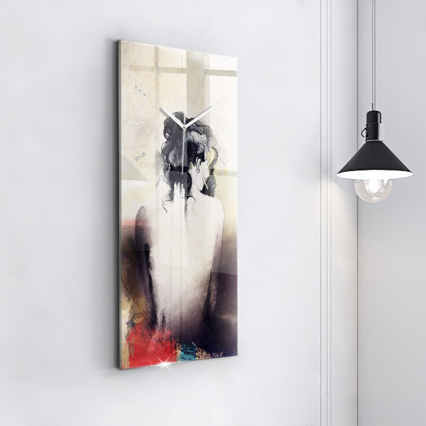Ceas vertical de perete din sticlă Portret abstract al unei femei