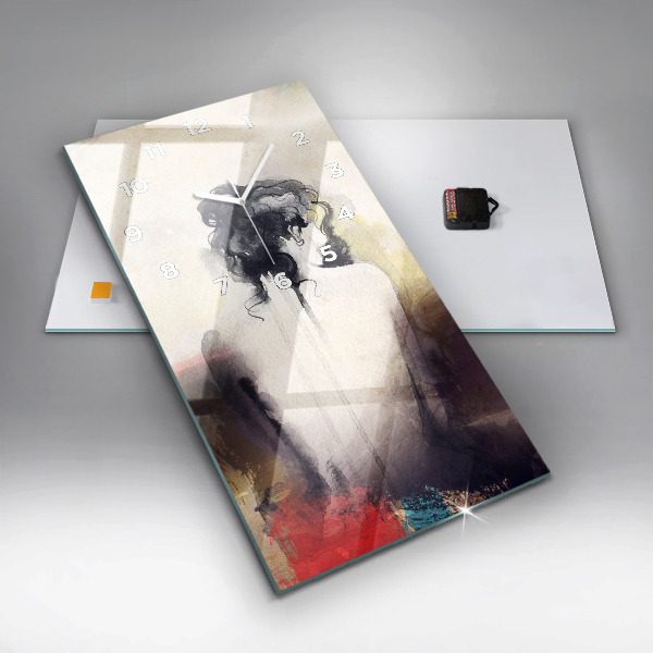 Ceas vertical de perete din sticlă Portret abstract al unei femei