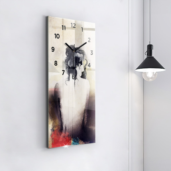 Ceas vertical de perete din sticlă Portret abstract al unei femei