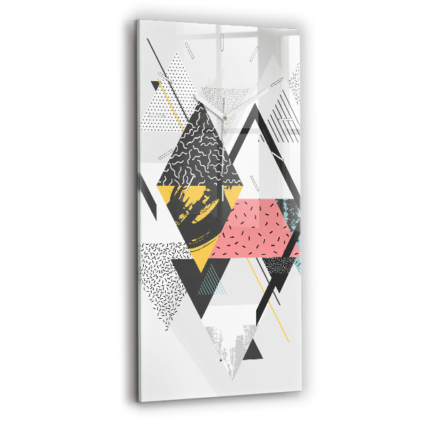 Ceas vertical de perete din sticlă Model geometric