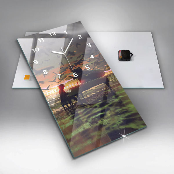 Ceas vertical de perete din sticlă Concert pe plajă