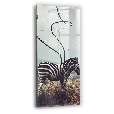 Ceas vertical de perete din sticlă Zebra – Abstracție