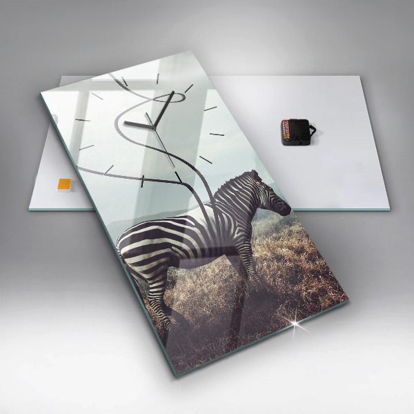 Ceas vertical de perete din sticlă Zebra – Abstracție