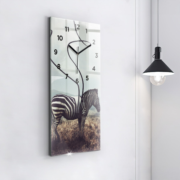 Ceas vertical de perete din sticlă Zebra – Abstracție