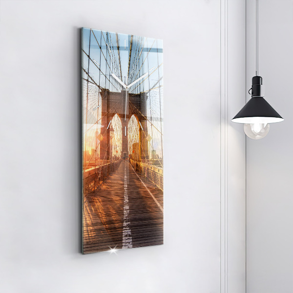 Ceas vertical de perete din sticlă Podul Brooklyn NYC