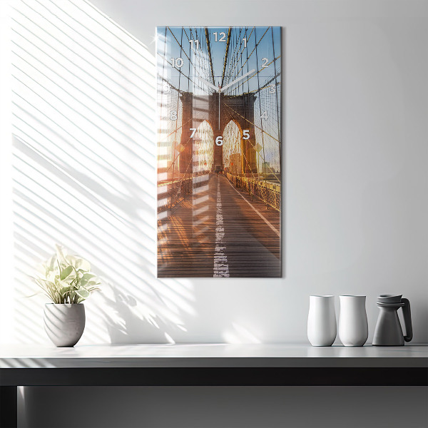 Ceas vertical de perete din sticlă Podul Brooklyn NYC