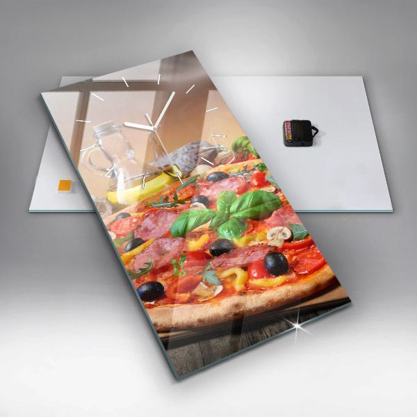 Ceas vertical de perete din sticlă Inima culinară a Italiei