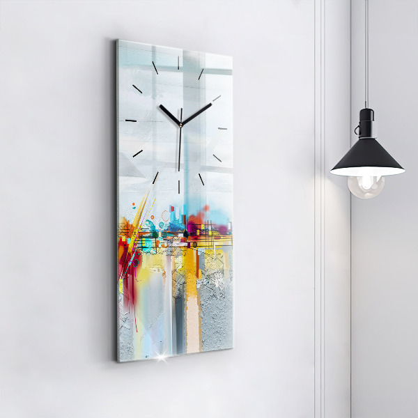 Ceas vertical de perete din sticlă Peisaj abstract de ulei