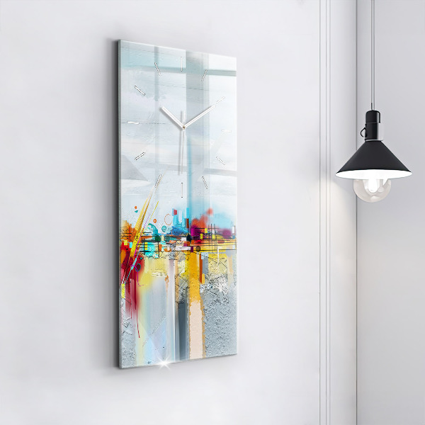 Ceas vertical de perete din sticlă Peisaj abstract de ulei