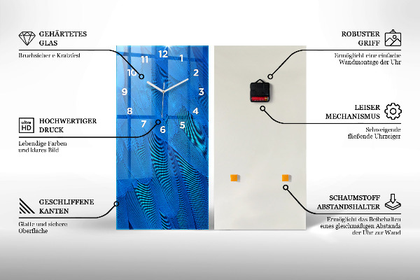Ceas vertical de perete din sticlă Stilul motor Adrenalina