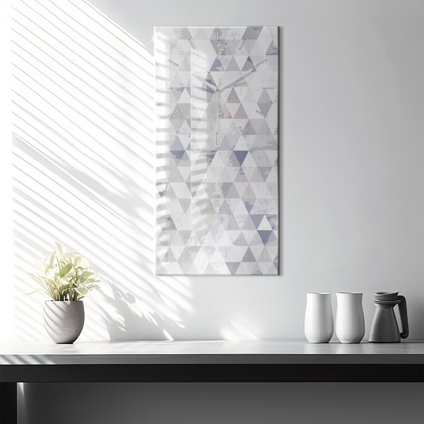 Ceas vertical de perete din sticlă Model geometric
